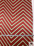 Large-Scale Chevron Printed Silk Charmeuse - Red / Brown / Light Cream