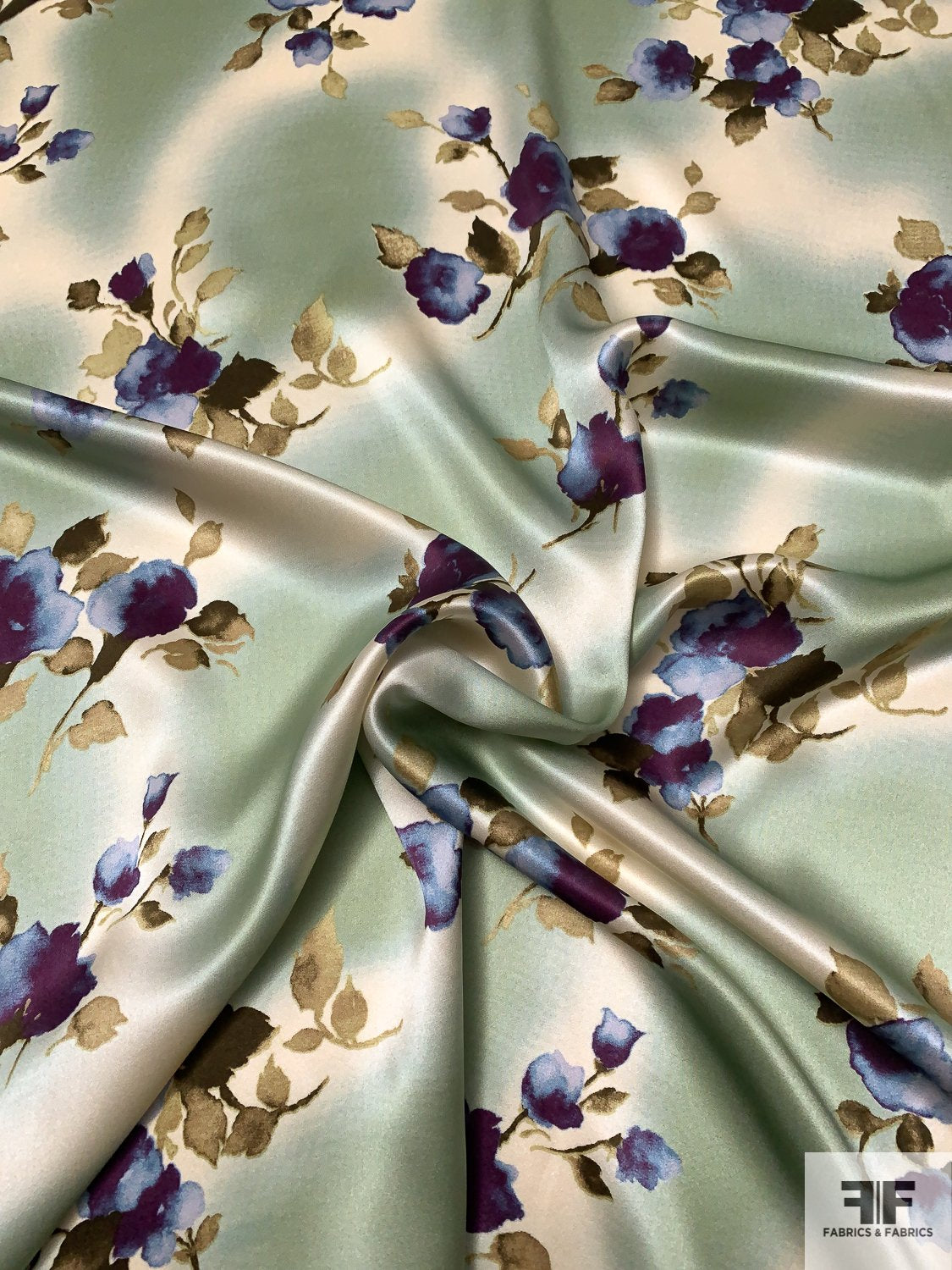 printed silk dress fabric Silk Fabric, Floral Print Silk Cotton Blend Silk Cotton Satin Fabric, Half Yard by 44" Wide
