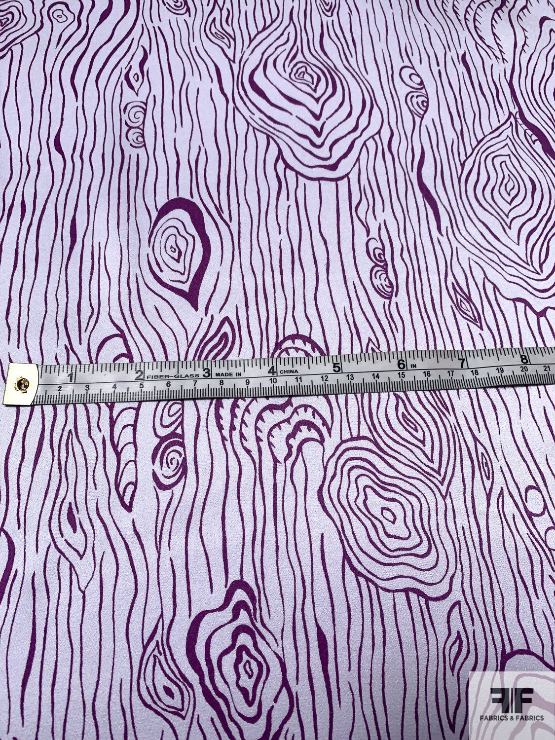 Wood Grain Pattern Printed Silk Charmeuse - Purple / Light Lavender