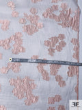 Italian Lela Rose Floral and Striped Fil Coupé Silk and Poly - Blush Pink / Tan / Off-White