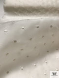 Italian Satin Face Organza with Embroidered Dots - Off-White