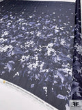 Pamella Roland Floral Border Printed Fine Satin Face Organza - Navy / Blue / White