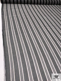 Made in France Bucol Vertical Striped Silk Gauze - Black / White / Purple