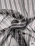 Made in France Bucol Vertical Striped Silk Gauze - Black / White / Purple