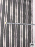 Made in France Bucol Vertical Striped Silk Gauze - Black / White / Purple