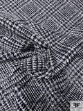 Diagonal Glen Plaid Printed Slightly Textured Novelty Organza with Chenille Finish - Black / White / Grey