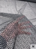 Italian Polyester Organza with Oval Textured Embroidery - Black / White