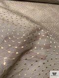 Swirling Circles Embroidered Silk and Rayon Plain Weave Gazar with Slubs - Beige