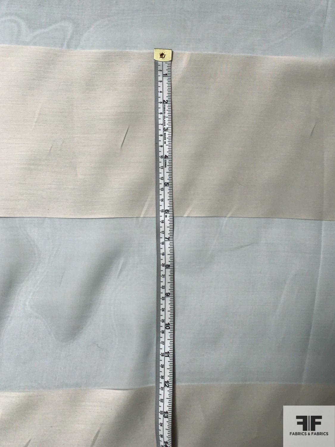 Italian Large Horizontal Striped Silk Organza - Dark Grey / Ivory-White