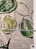 Italian Large Watercolor Leaf Printed Cotton-Linen - Green / Lime / Sand / Black