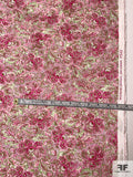 Densely Floral Printed Cotton Jacquard - Shades of Pink and Green