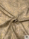 Paisley and Moiré-Like Printed Linen - Earth Tones