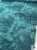 Italian Floral Collage Printed Suiting with Lurex - Turquoise / Teal / Silver