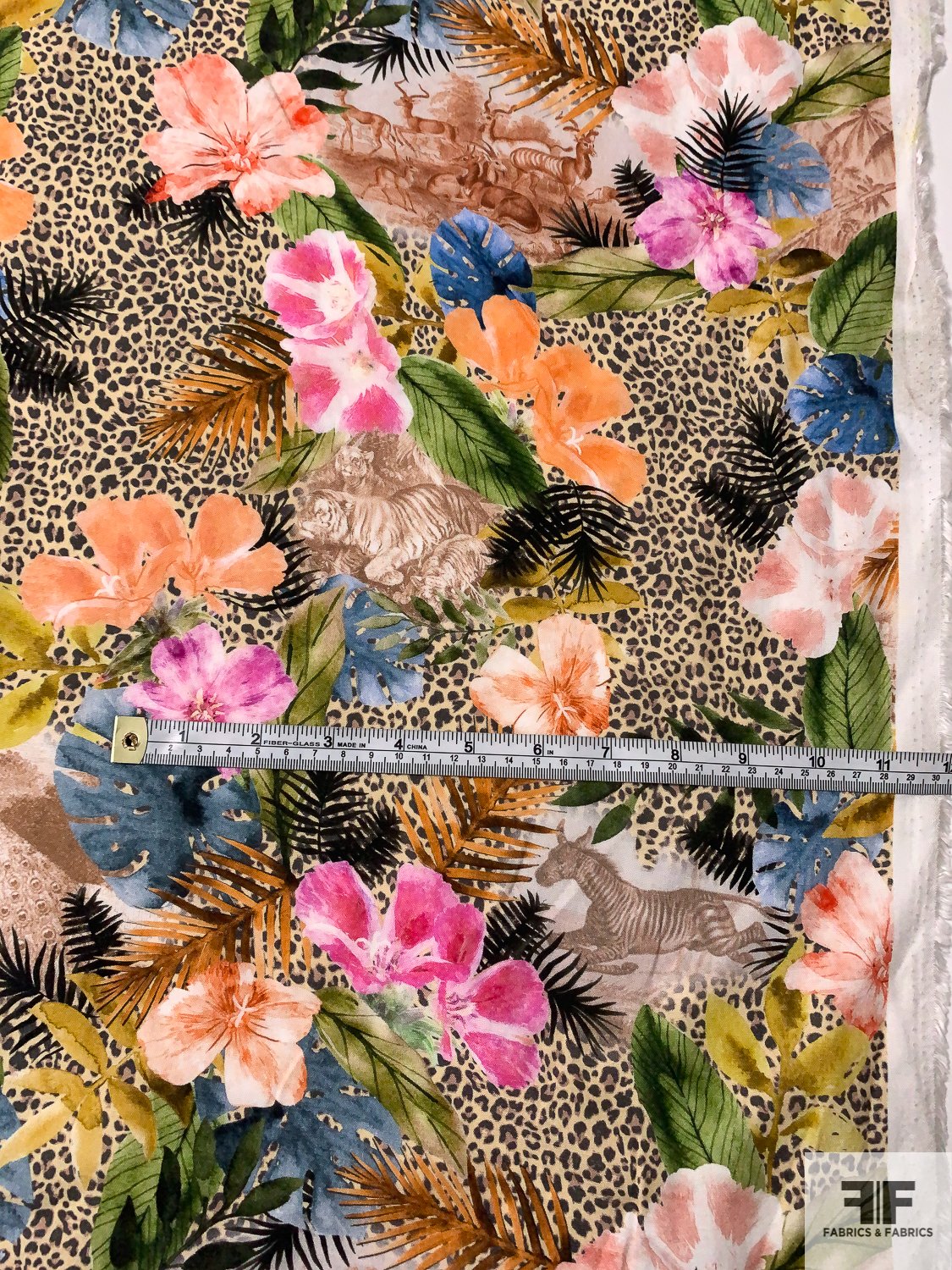 Floral and Safari Printed Rayon Challis - Multicolor
