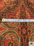Persian Rug Inspired Printed Linen Viscose - Red / Greens / Orange / Black