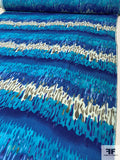 Vibrant Drip Printed Cotton Gauze - Turquoise / Blue / Grey / White