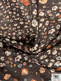 Multisize Floral Lightweight Printed Wool-Rayon Jersey Knit - Brown / Sage / Ivory / Burnt Orange