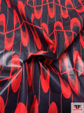 Hypnotic Wave Printed Waxed Finish Cotton Lawn - Dark Navy / Red