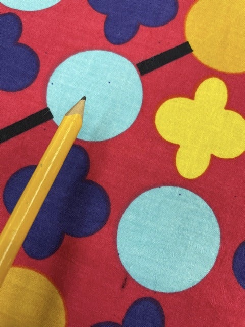 Playful Geometric Printed Cotton Sheeting - Hot Peachy-Pink / Yellow / Purple / Sky Blue