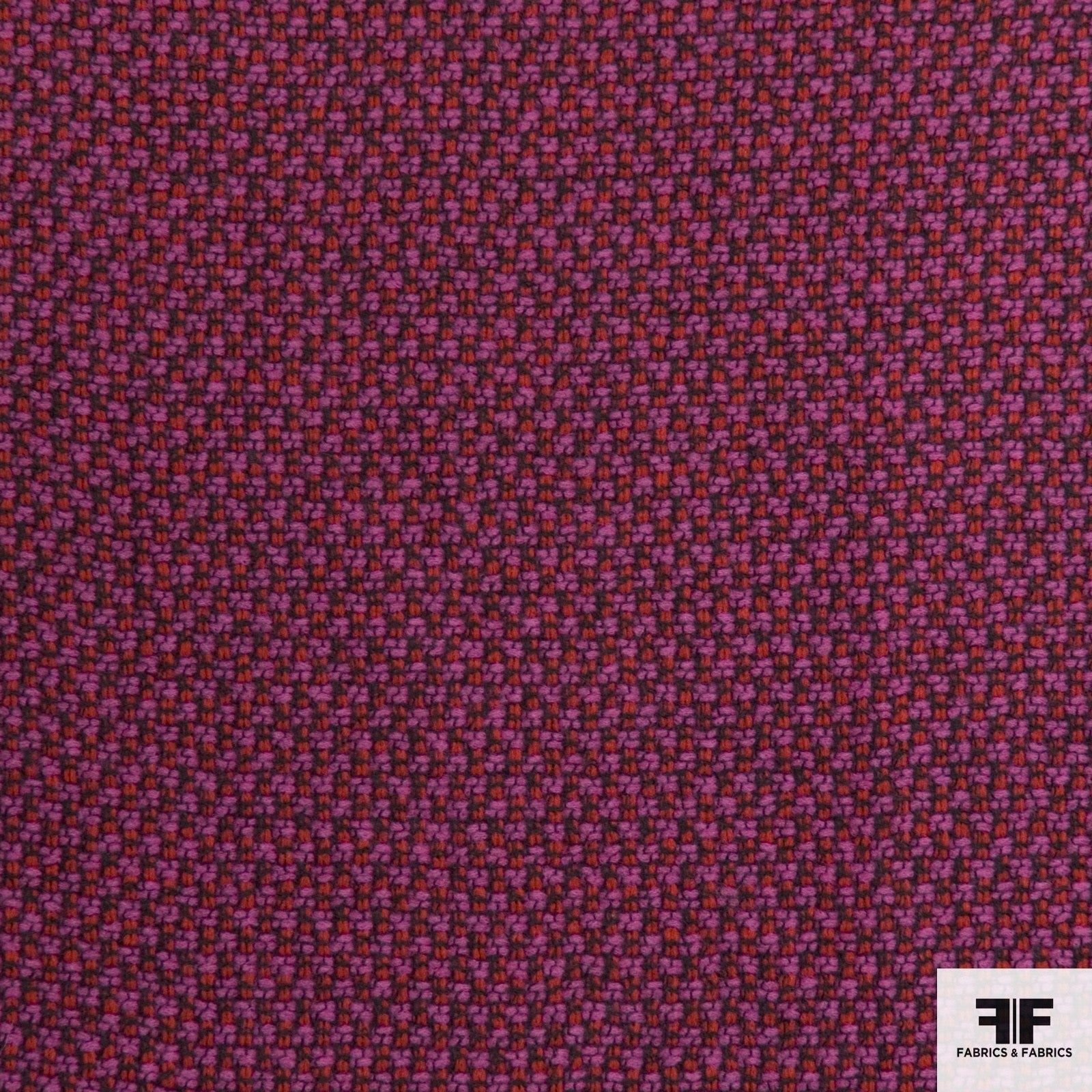 Wool Tweed - Fuchsia/Red/Black
