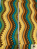 Ethnic Printed Stretch Cotton Sateen Panel - Shades of Brown / Yellow / Green