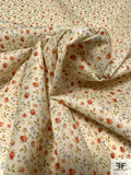 Ditsy Floral Printed Cotton Lawn - Cream / Coral / Periwinkle / Light Green