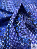 Bandana-Like Printed Cotton Sateen - Shades of Blue and Purple