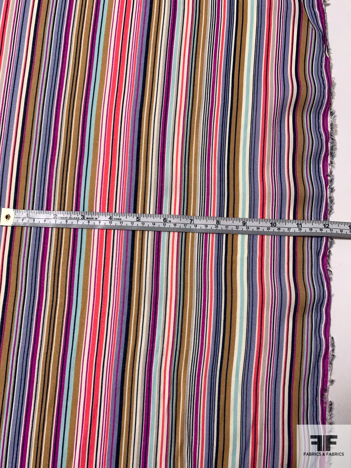 Vertical Striped Printed Rayon Challis - Multicolor