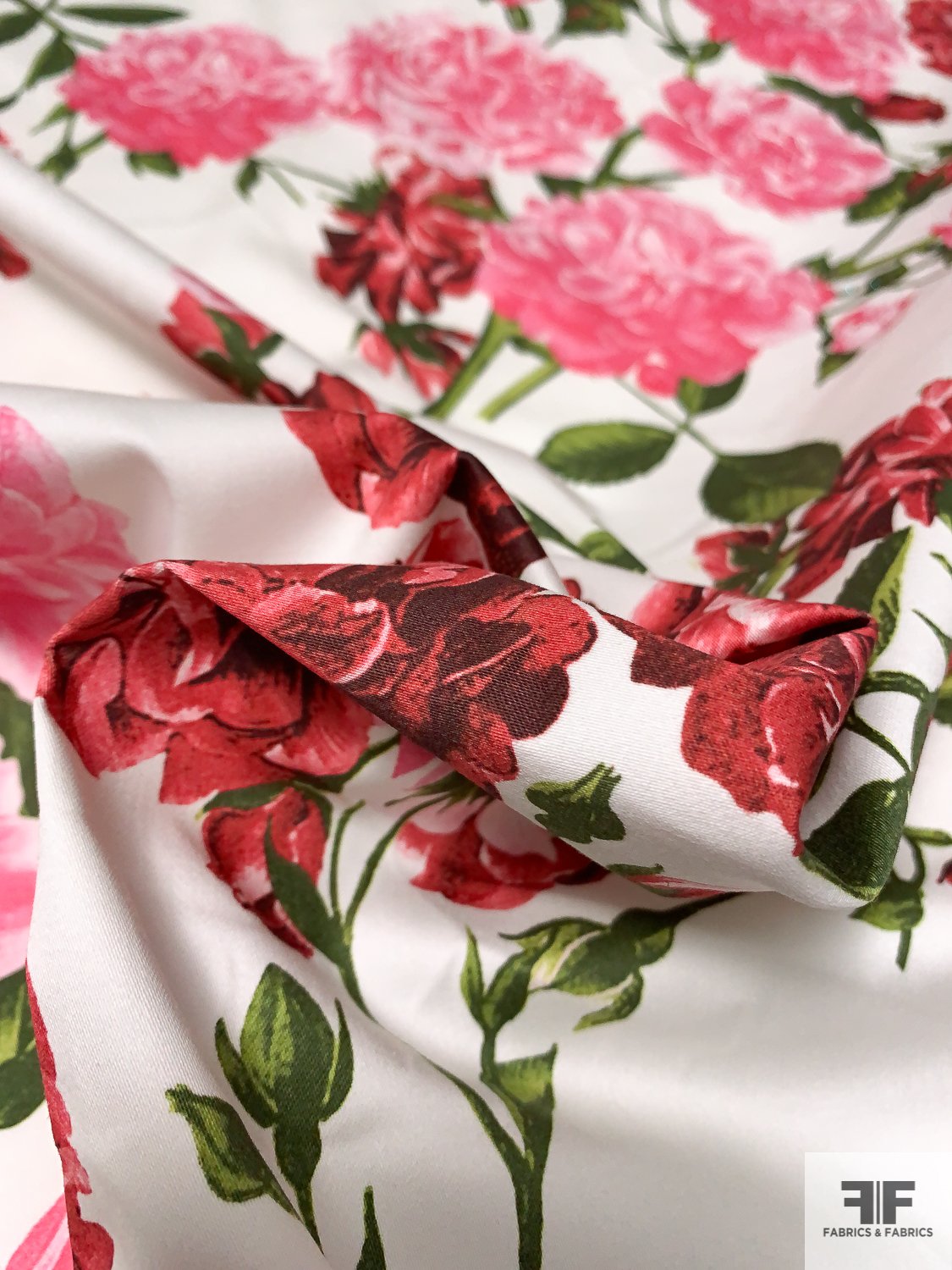 Floral Printed Stretch Cotton Sateen - Pink/Mauve/Green/White | FABRICS & FABRICS Fabrics & Fabrics Floral Printed Stretch Cotton Sateen - Pink/Mauve/Green/White | FABRICS & FABRICS Fabrics & Fabrics