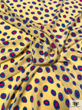 Cells Printed Silk Crepe de Chine - Butter Yellow / Magenta / Periwinkle Blue