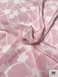 Playful Floral Graphic Web Printed Silk Crepe de Chine - Lavender-Pink / Off-White