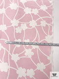Playful Floral Graphic Web Printed Silk Crepe de Chine - Lavender-Pink / Off-White