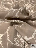 Fine Floral Printed Silk Georgette - Stone / Ivory