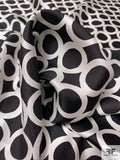 Circles Grid Printed Silk Twill - Black / Off-White