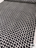 Circles Grid Printed Silk Twill - Black / Off-White