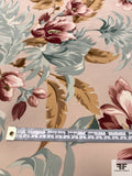 Floral Printed Silk Crepe de Chine - Sage / Rose / Tan / Light Sand