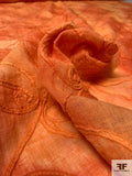 Tie-Dye Ribboned Swirls on a Diagonal Linen - Orange
