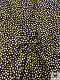 Hearts and Shapes Printed Linen Rayon - Black / Yellow / White