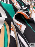 Modern Wavy Striations Printed Cotton Crepe Panel - Black / White / Coral  / Teal /  Tan