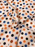 Multicolor Polka Dot Printed Cotton and Silk Faille - Off-White / Black / Blue / Orange / Caramel