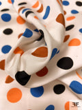Multicolor Polka Dot Printed Cotton and Silk Faille - Off-White / Black / Blue / Orange / Caramel