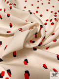 Shadowy Rectangles Printed Linen - Red / Navy / Off-White