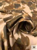Watercolor Floral Printed Cotton Twill - Shades of Brown / Tan