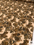 Watercolor Floral Printed Cotton Twill - Shades of Brown / Tan