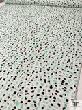 Italian Geometric Printed Cotton Pique - Seafoam / Black / White