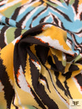 Funky Tiger Pattern Printed Stretch Cotton Twill - Light Orange / Seafoam Blue / Black / White