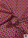 Pebble-Look Printed Stretch Cotton Sateen - Hot Pink / Orange / Black / Black