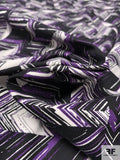 Modern Tile Printed Stretch Brushed Cotton Sateen - Purple / Black / White