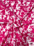 Abstract Spray Paint Printed Stretch Cotton Poplin - Berry Pink / Off-White