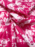 Abstract Spray Paint Printed Stretch Cotton Poplin - Berry Pink / Off-White